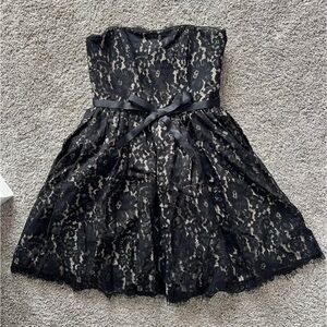 Black Lace Strapless Dress